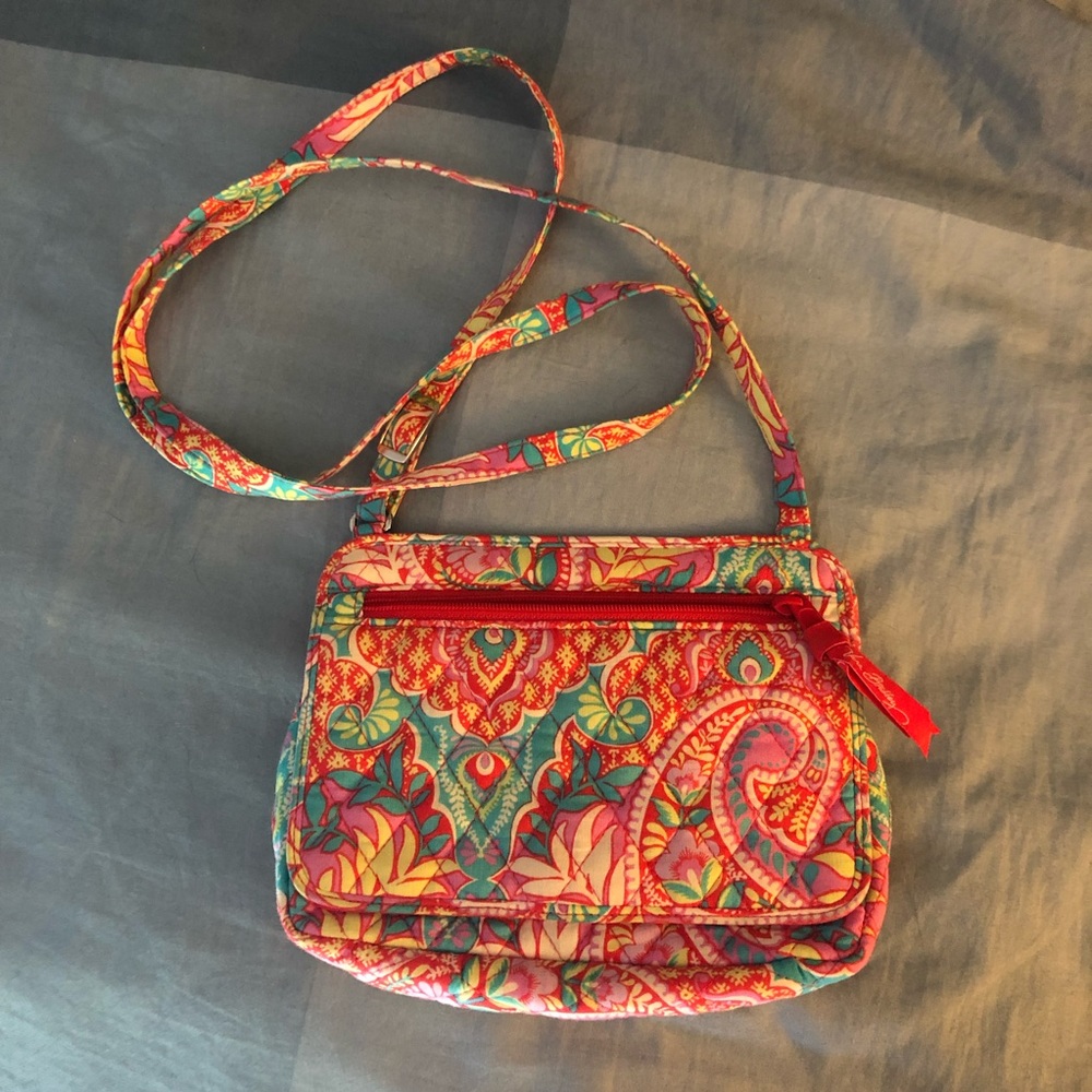 Vera Bradley crossbody orange teal purse. EUC